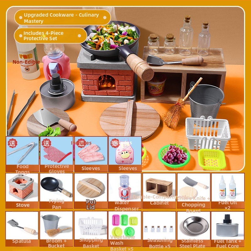 Mini kuhinjski set za kuhanje — prava verzija, kuhinjski alati za igru, edukativni rođendanski dar