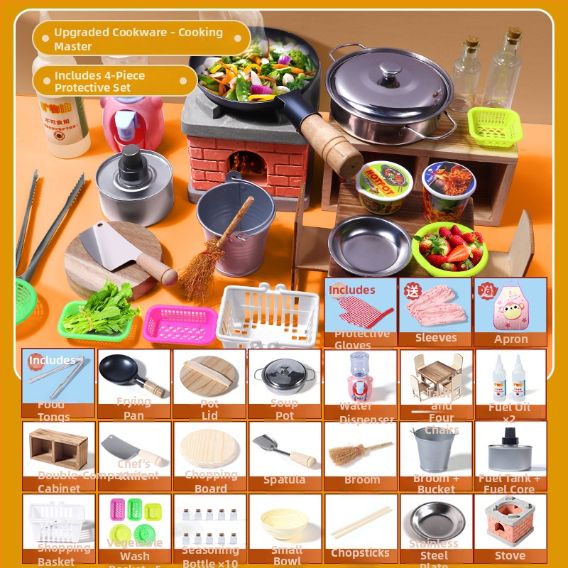Mini kuhinjski set za kuhanje — prava verzija, kuhinjski alati za igru, edukativni rođendanski dar