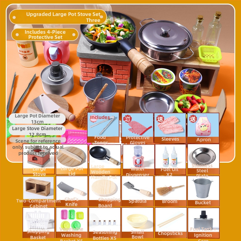 Mini kuhinjski set za kuhanje — prava verzija, kuhinjski alati za igru, edukativni rođendanski dar
