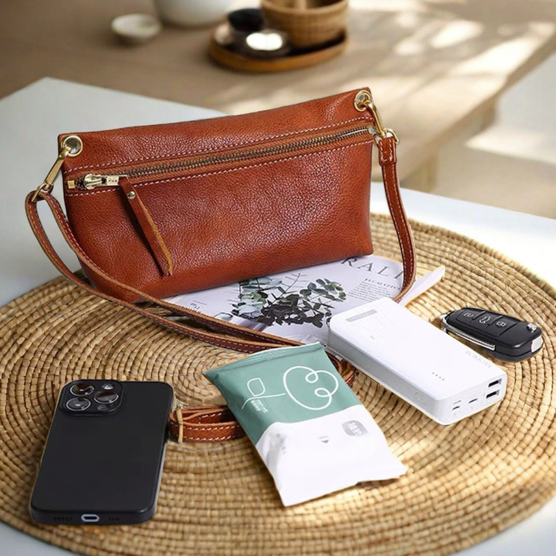 Ručna izrada vintage torbice za telefon od mekane kože, biljno tretirana koža, mala crossbody torbica za žene