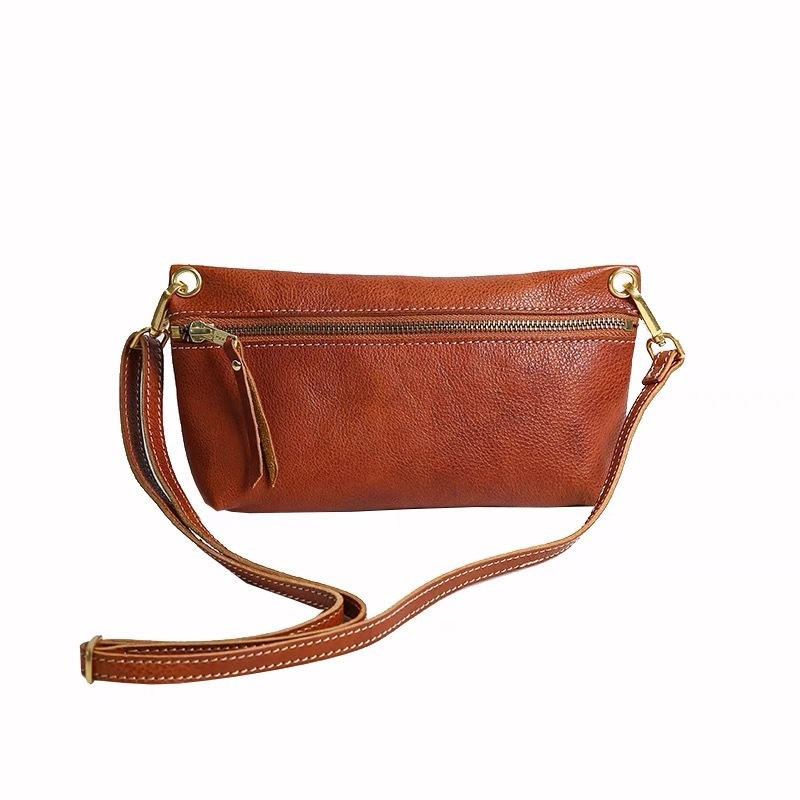 Ručna izrada vintage torbice za telefon od mekane kože, biljno tretirana koža, mala crossbody torbica za žene