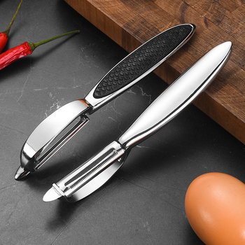 Обелачка и скребка от цинкова сплав със силиконова дръжка – 2-в-1 кухненски инструмент за плодове и зеленчуци