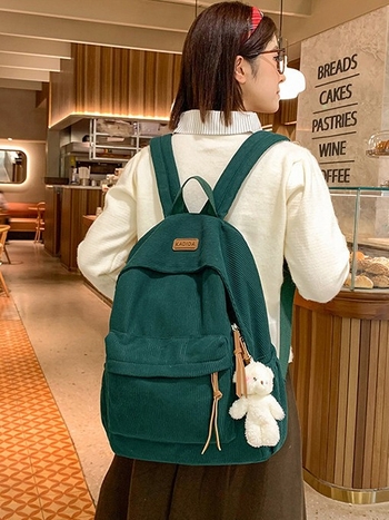 Új Harajuku-stílusú corduroy hátizsák egyetemistáknak, minimalist Mori‑ihletésű irodalmi dizájn