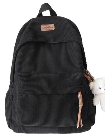 Új Harajuku-stílusú corduroy hátizsák egyetemistáknak, minimalist Mori‑ihletésű irodalmi dizájn