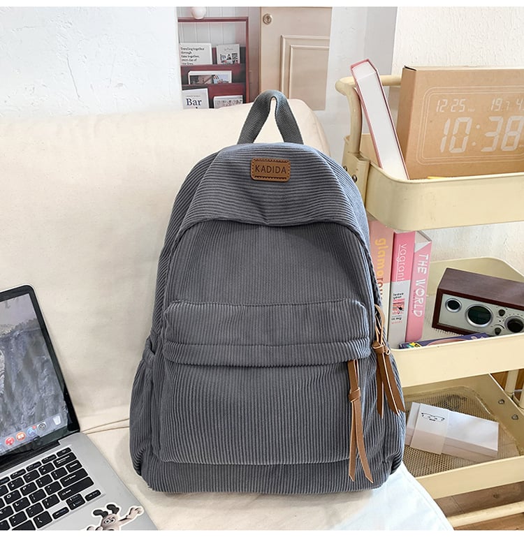 Új Harajuku-stílusú corduroy hátizsák egyetemistáknak, minimalist Mori‑ihletésű irodalmi dizájn