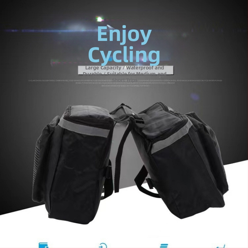 Taška na zadný nosič bicykla pre horské kolo, dvojitá pannier taška, taška na sedlo, čierna