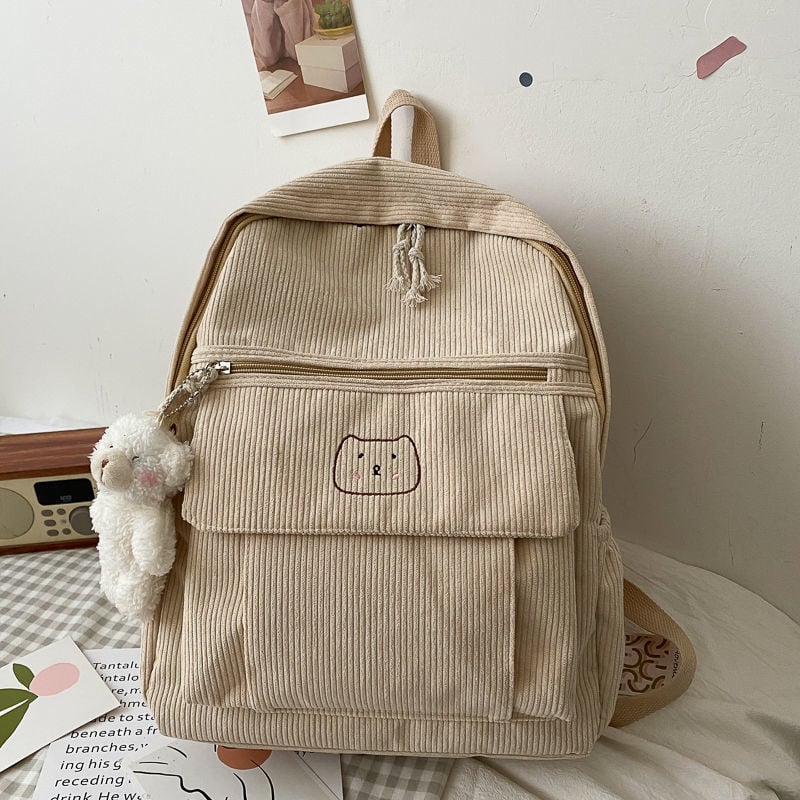 Djevojački školski ruksak od corduroy materijala, korejski stil Ulzzang Harajuku inspiracija, za srednju školu