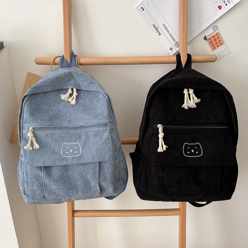 Djevojački školski ruksak od corduroy materijala, korejski stil Ulzzang Harajuku inspiracija, za srednju školu