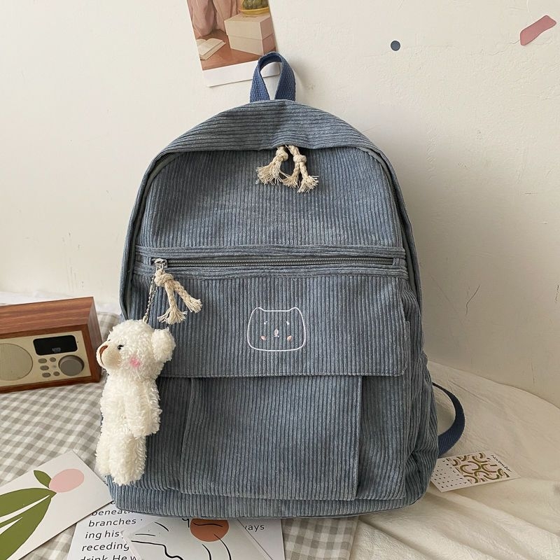 Djevojački školski ruksak od corduroy materijala, korejski stil Ulzzang Harajuku inspiracija, za srednju školu