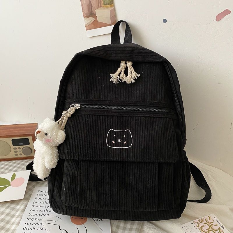 Djevojački školski ruksak od corduroy materijala, korejski stil Ulzzang Harajuku inspiracija, za srednju školu