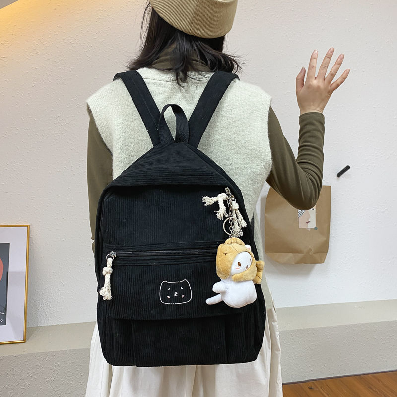 Djevojački školski ruksak od corduroy materijala, korejski stil Ulzzang Harajuku inspiracija, za srednju školu