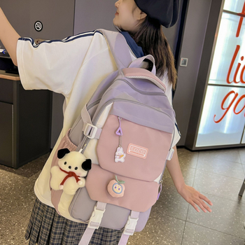 Japán stílusú hátizsák középiskolás lányoknak, kontrasztos színek, különleges dizájn, iskola és egyetem számára