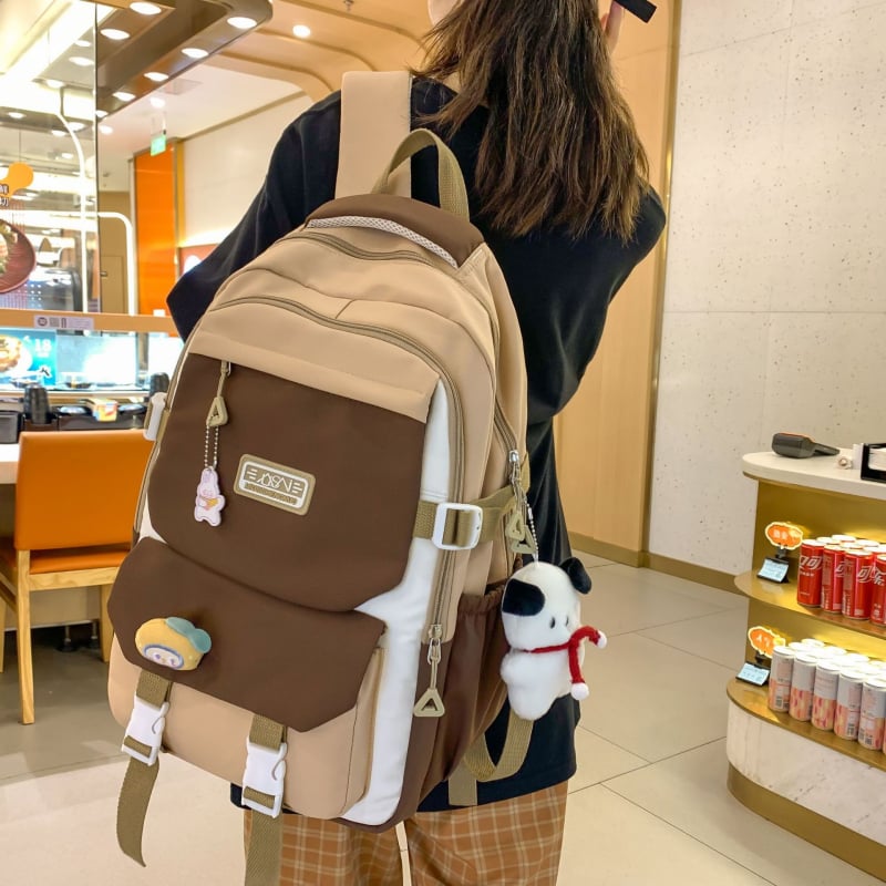 Japán stílusú hátizsák középiskolás lányoknak, kontrasztos színek, különleges dizájn, iskola és egyetem számára
