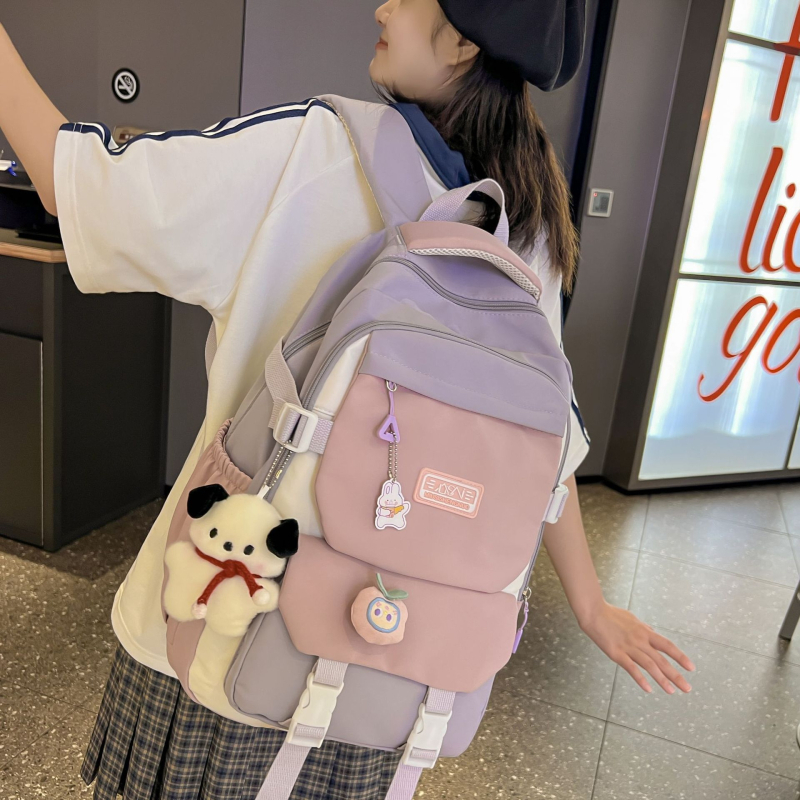 Japán stílusú hátizsák középiskolás lányoknak, kontrasztos színek, különleges dizájn, iskola és egyetem számára