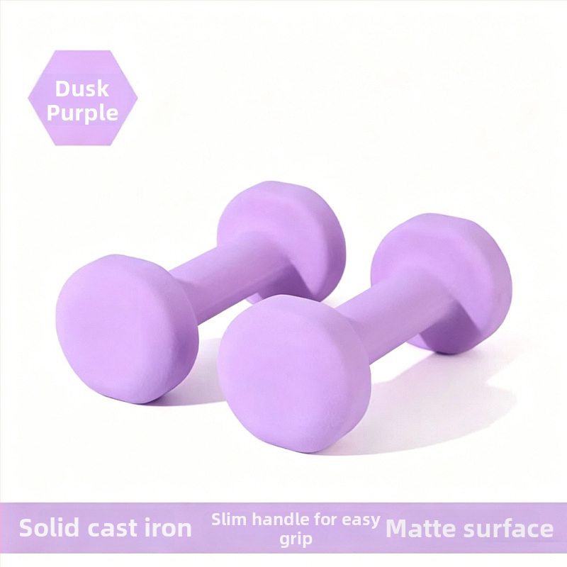 Dumbbell s plastovým povrchom, guľatá hlava, pevný liatinový materiál, domáce cvičenie, 1–5 kg