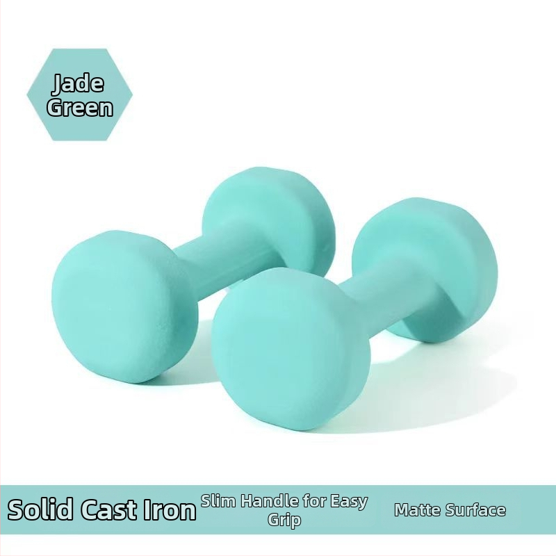 Dumbbell s plastovým povrchom, guľatá hlava, pevný liatinový materiál, domáce cvičenie, 1–5 kg