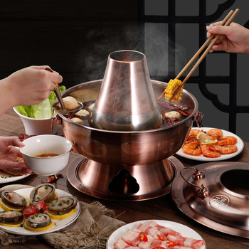 Yuanyang двувкусно горещо гърне с въглища, меден вид и неръждаема стомана, за домашна употреба