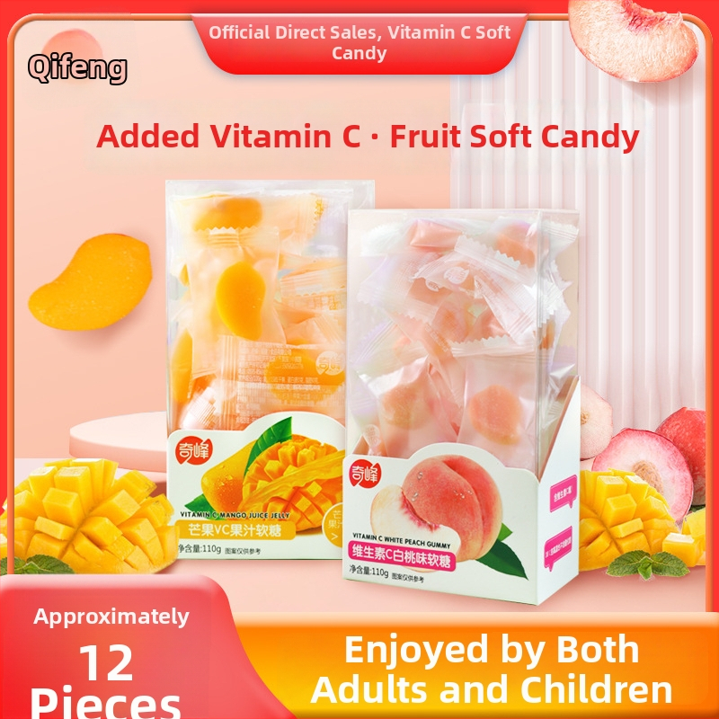 Qifeng vitamín C žuvacie gumy: manga želé, cukríky s bielou broskyňou, detské ovocné sladkosti QQ cukríky