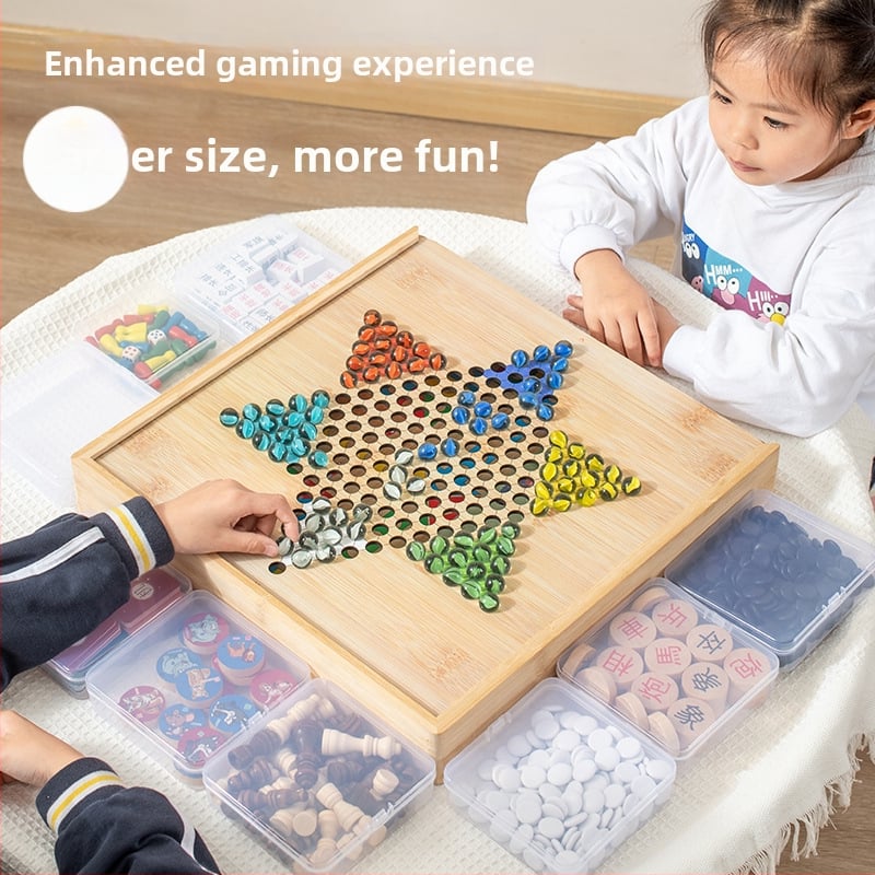 Veliki drveni višefunkcionalni set društvenih igara: Flying Chess, Dama, Gomoku, Kineski šah i Go