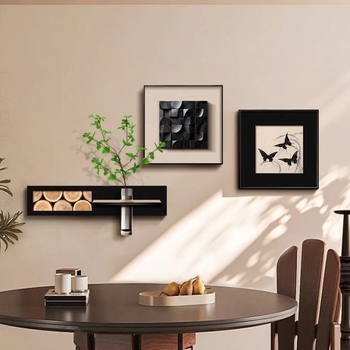 Tablou decorativ în trei părți, în ramă, cu plante hidroponice pentru sufragerie, stil francez