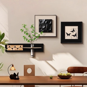 Tablou decorativ în trei părți, în ramă, cu plante hidroponice pentru sufragerie, stil francez