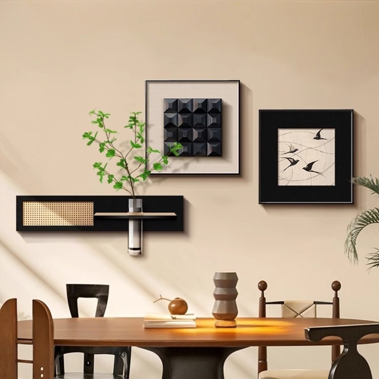 Tablou decorativ în trei părți, în ramă, cu plante hidroponice pentru sufragerie, stil francez