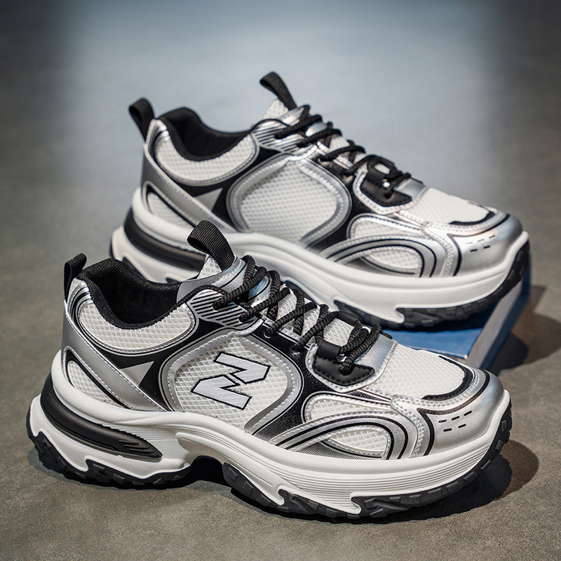 Muške tenisice u stilu dad shoes, s prozračnim mrežastim gornjim dijelom, debela potplat za povećanje visine, casual tenisice