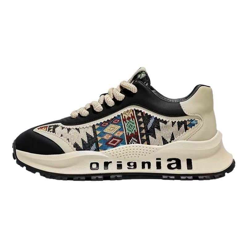 Vintage hímzett férfi edzőcipő, dad shoes stílusban, 2026 tavasz, puha talp, hétköznapi