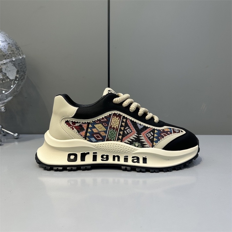 Vintage hímzett férfi edzőcipő, dad shoes stílusban, 2026 tavasz, puha talp, hétköznapi