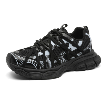 Férfiaknak lélegző, mindennapi stílusú futócipő platformával és vastag talppal a magasság növeléséért, hálós felület, záródás fűzőkkel, dad sneakers, YH07