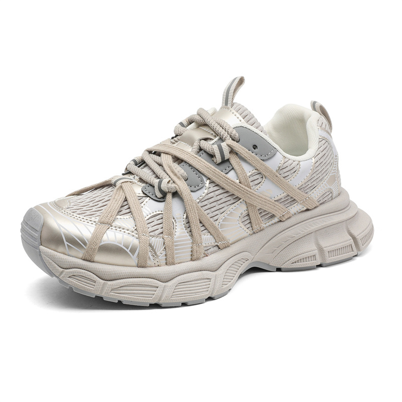 Férfiaknak lélegző, mindennapi stílusú futócipő platformával és vastag talppal a magasság növeléséért, hálós felület, záródás fűzőkkel, dad sneakers, YH07