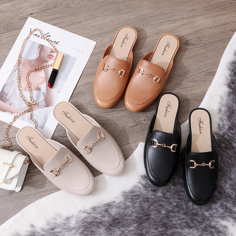 Pantofi damă de vară cu deget închis, loaferi casual slip-on, căptușeală din piele