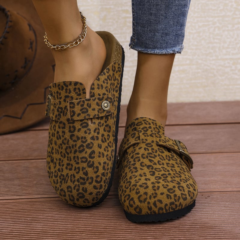 Uniszex nagy méretű Baotou slip-on papucs, marhabőr velúr felsővel, parafa talppal