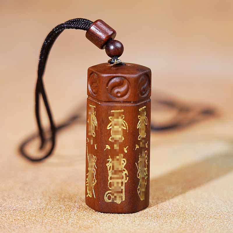 Hexagonalni privjesak od drveta jujube, amulet pet puta boga bogatstva za taoističke rituale, mir i sigurnost