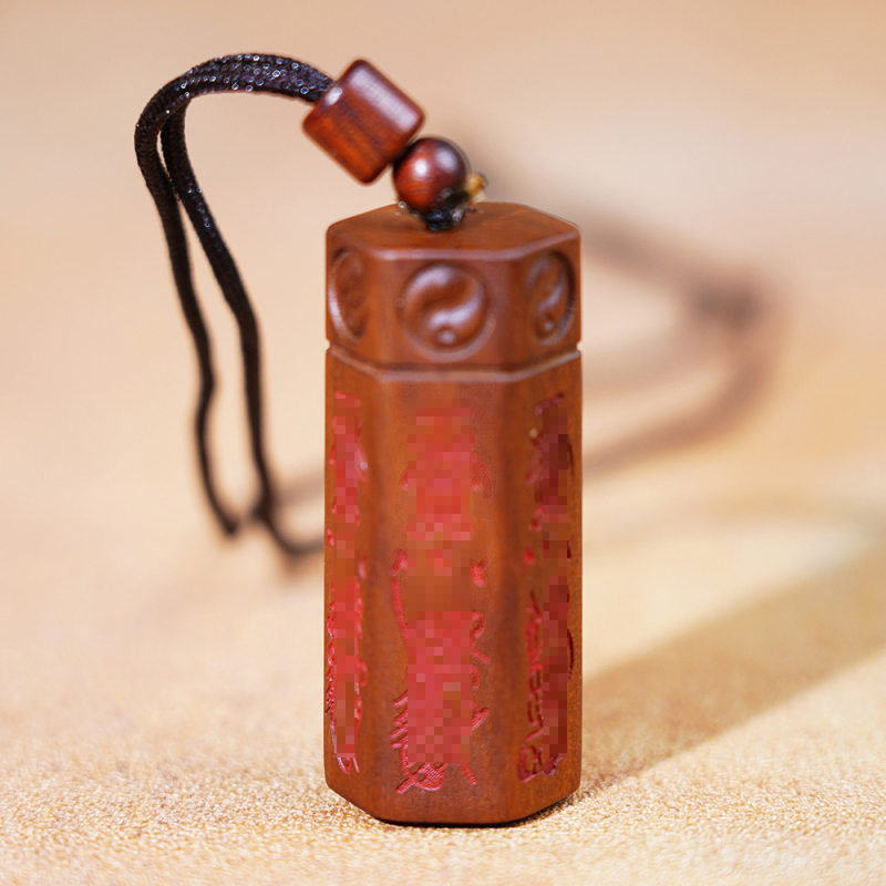 Hexagonalni privjesak od drveta jujube, amulet pet puta boga bogatstva za taoističke rituale, mir i sigurnost