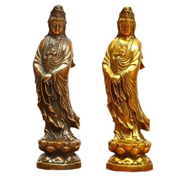Месингова статуя Guanyin за домашен олтар с лотос
