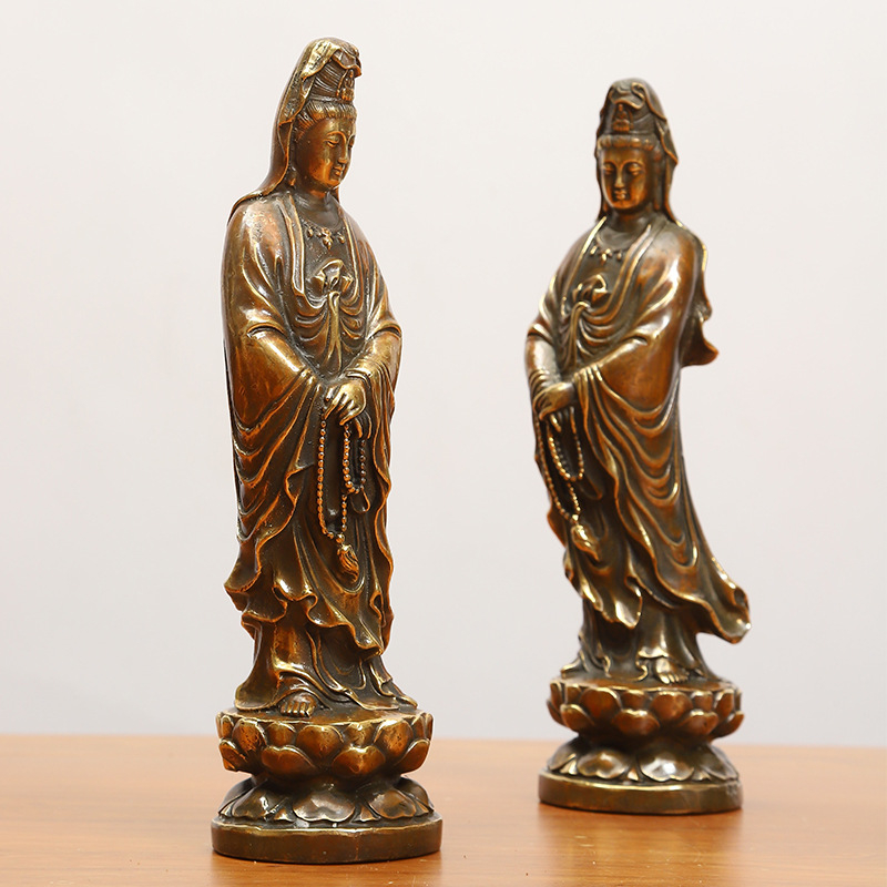 Месингова статуя Guanyin за домашен олтар с лотос
