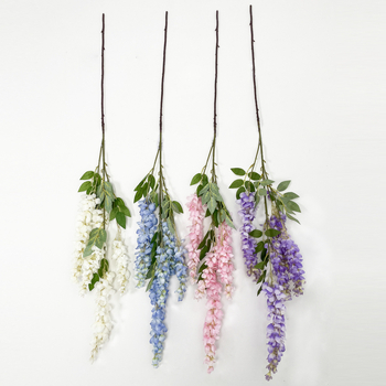 Изкуствена гигантска Wisteria с дълги клонки, висяща копринена лоза за фотосесия и сватбена декорация