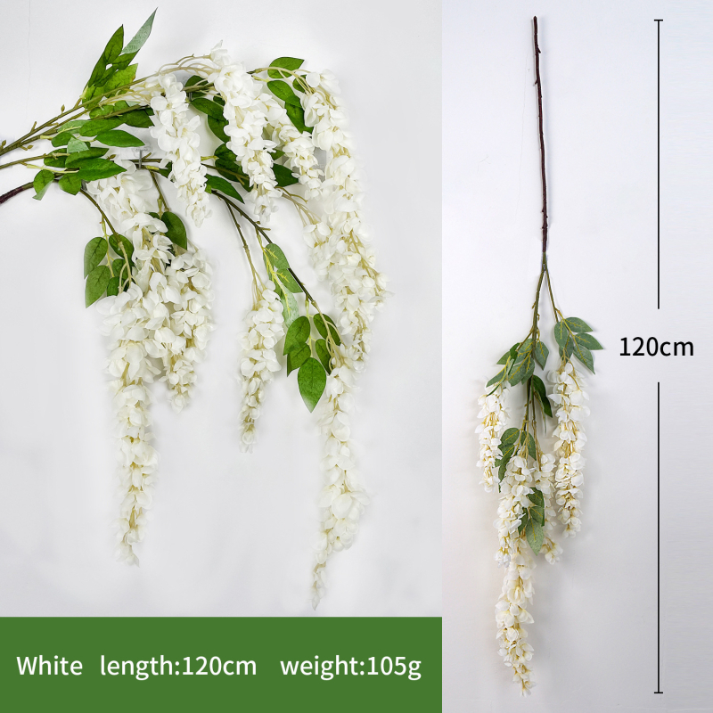Изкуствена гигантска Wisteria с дълги клонки, висяща копринена лоза за фотосесия и сватбена декорация