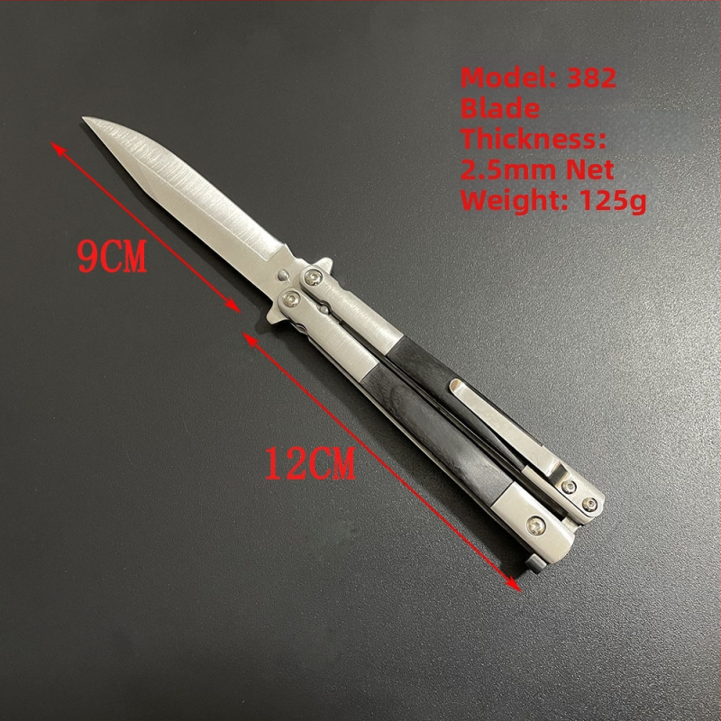 3Cr13 nerezová oceľ motýľový nôž, kempovanie, kompaktný mini nôž na ovocie, hračkový dar, skladací, tupé ostro, čepeľ 9 cm