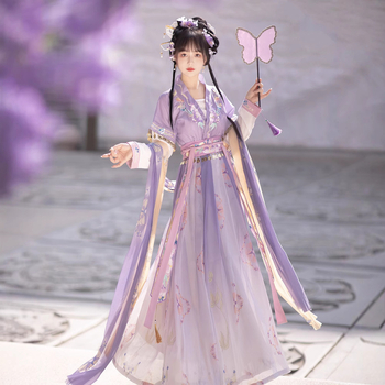 Bellflower Hanfu — Bluza s Tang stilom do struka i izvezeni suknji, ljetni kineski stil