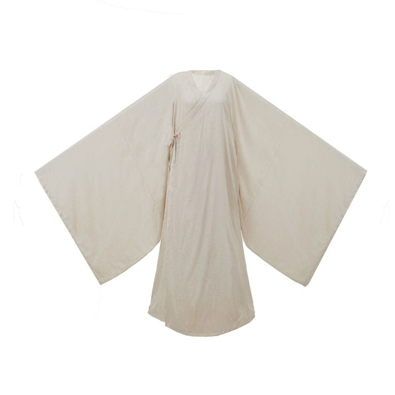 Hanfu dinastije Jin s ravnim krojem, eterični drevni stil, križani ovratnik, široki rukavi, floralni uzorak, žensko, proljeće-ljeto