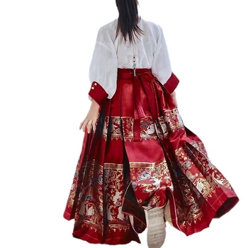 Hanfu set za djevojčice — ljetna lagana suknja, Ming stil, životinjski uzorak