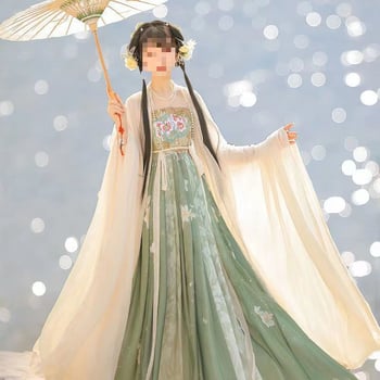 Tang dinastije Hezi suknja Hanfu ženski komplet – bluza s širokim rukavima, otisak, svakodnevni set, proljeće-ljeto
