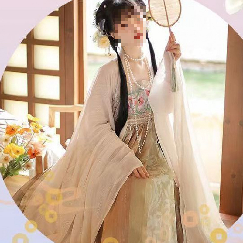 Tang dinastije Hezi suknja Hanfu ženski komplet – bluza s širokim rukavima, otisak, svakodnevni set, proljeće-ljeto