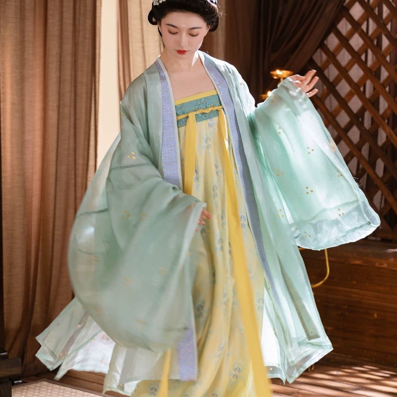 2025 Hanfu dnevni set sa suknjom do prsa, Tang dinastija, široke rukave, eteričan proljetno-ljetni model