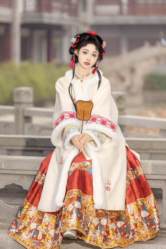 Ženski Hanfu Moonlit Evening, starinski kostim za zimski Novogodišnji nastup, debeo i topao