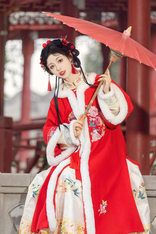 Ženski Hanfu Moonlit Evening, starinski kostim za zimski Novogodišnji nastup, debeo i topao
