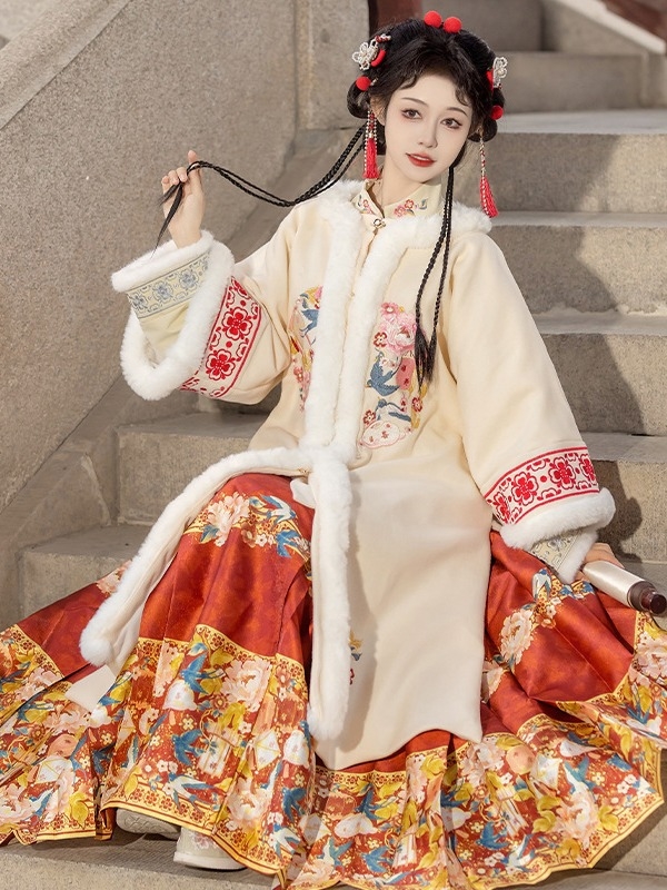 Ženski Hanfu Moonlit Evening, starinski kostim za zimski Novogodišnji nastup, debeo i topao