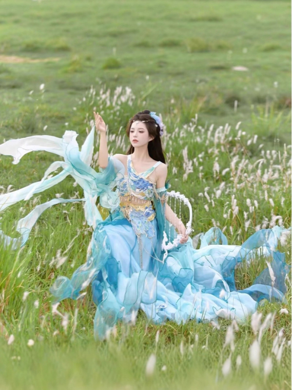 Kostim tradicionalne kineske odjeće s leptira motivom, inspiriran Dunhuang Flying Apsaras, egzotičan stil, komplet za plesnu izvedbu za odrasle, ljetna odjeća